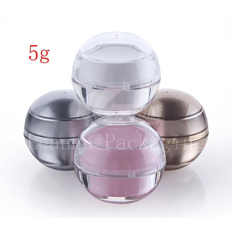 Wholesale- 30pc/lot 0.17oz empty sample Cosmetic Cream Jar container ,Cosmetics Packaging,5g Acrylic Ball shape cream Jar container,