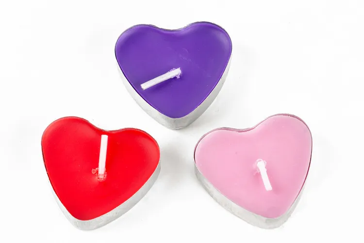 Candela Ghee a forma di cuore 2 ore Candele al burro i Set di 50 candele TeaLight Candela votiva non fumatori3722079