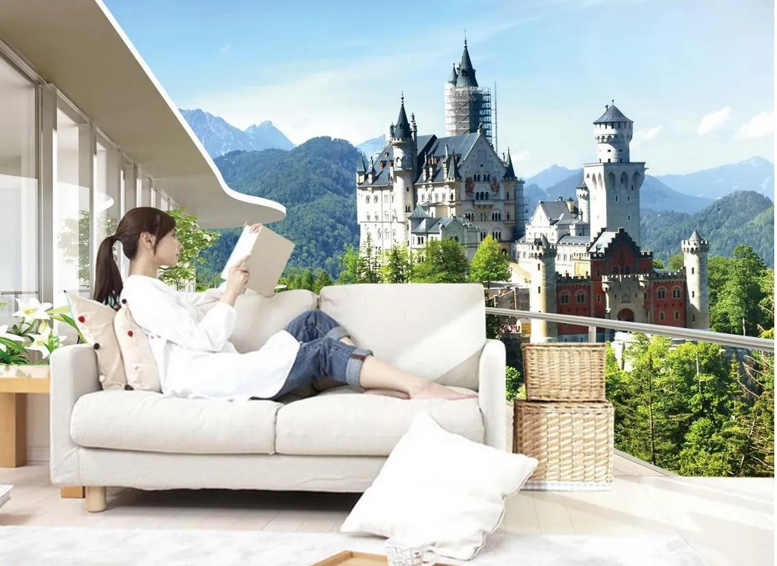 Personalizzato qualsiasi dimensione della moda arredamento decorazione della casa camera da letto Stereo Dream Castle Landscape Background Wall