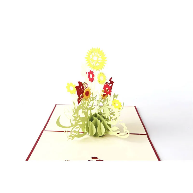 Bloem Wenskaarten Prentbriefkaar 3D Dank u Gelukkige Verjaardag Bedrijfsuitnodiging Giften Trouwdocument Feestelijke Feestartikelen