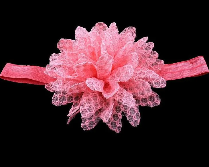 Hot Europe Fashion 14 Färger Baby Head Bands Lace Blommor Infant Headband Barn Elastiska Huvudbonader Barnhår Tillbehör