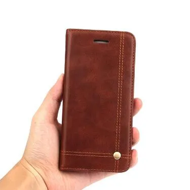 Luxo virar de couro do vintage magnetic phone case slot para cartão carteira capa case para iphone xres xs max 8 galaxy s9 mais a8 2018