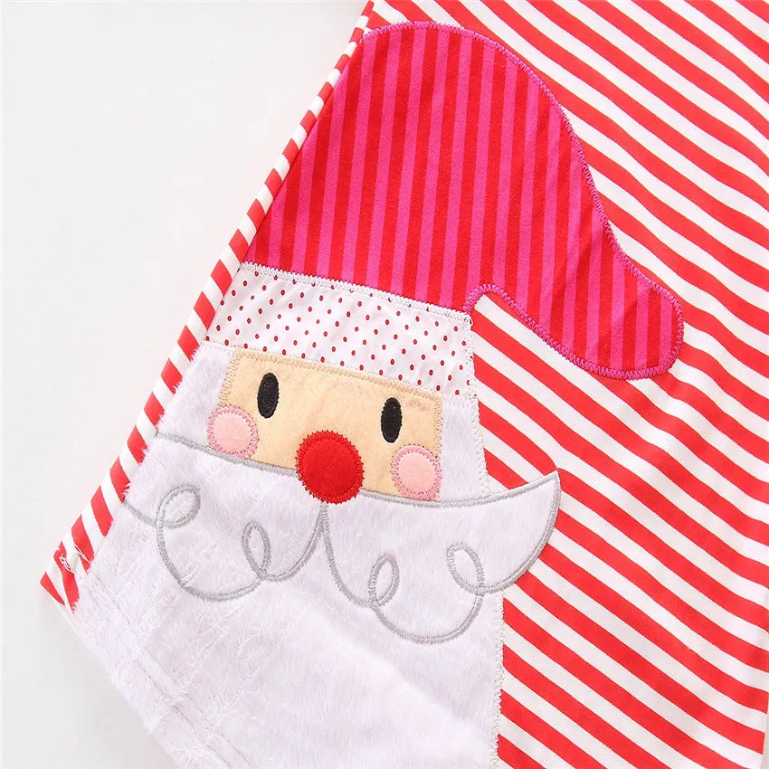Baby Girls Christmas Deer Santa Claus Dress Cartoon Barn Stripe Princess Dresses Xmas Kids Kostym C2573