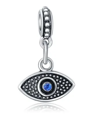 Convient Pandora Sterling Silver Turkey Eye Bleu Mauvais Œil Perles Charmes Pour Diy Style Européen Serpent Charme Chaîne De Mode DIY Bijoux