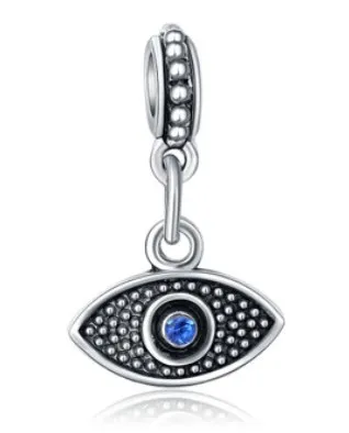 Se encaixa em Pandora Sterling Silver Turkey Eye Blue Mal Eye Beads Charms para Jóias Diy Diy de Moda Diy de Chaços de Chaços de Chaços Dineares de Estilo Europeu