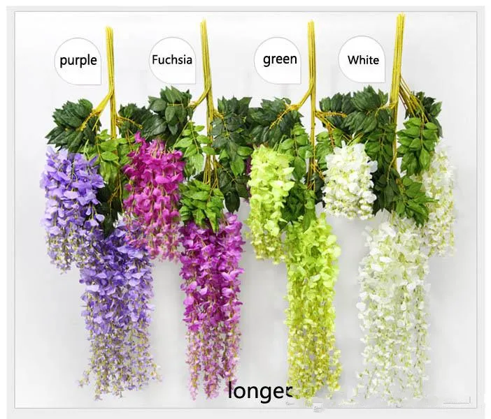 Flores artificiais românticas Simulação Wisteria Vine Decorações de casamento de seda curta de seda curta Bouquet Bouquet Garden Garden A5571877