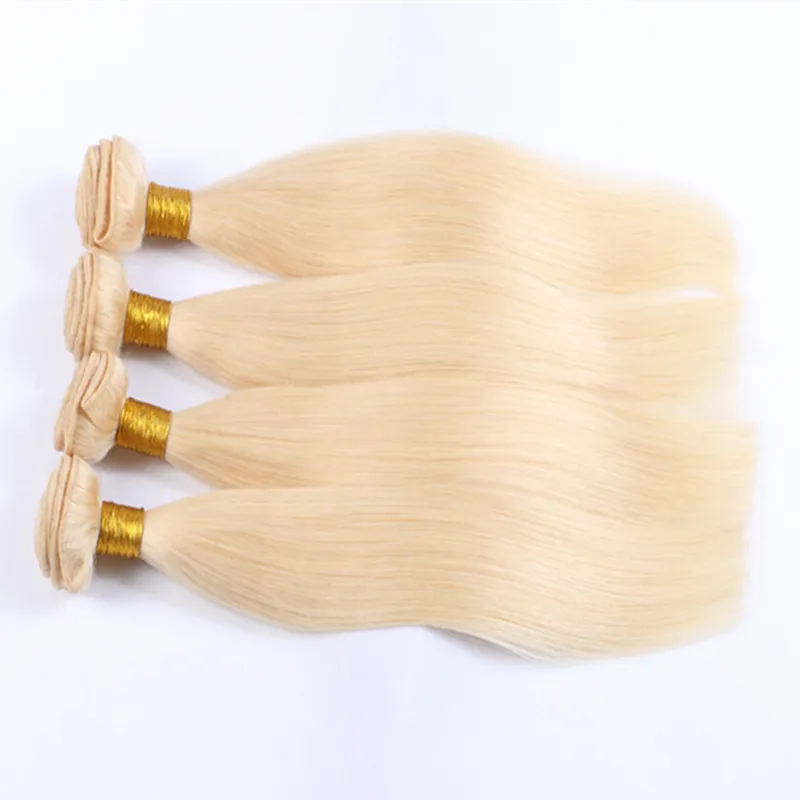 613 Paquetes de cabello rubio brasileño Onda corporal y recta 3 o 4 piezas Lote Cabello humano rubio teje 613 Extensiones de cabello de color