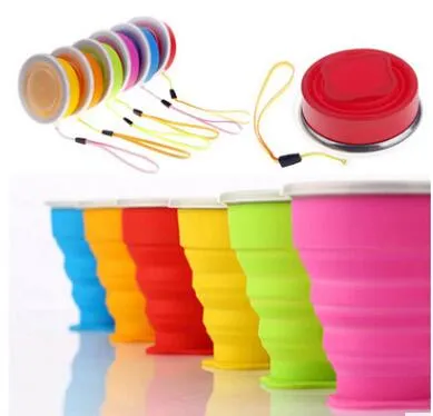 300pcs New Portable Silicone Retractable Folding Water Cup Collapsible Outdoor Travel Telescopic Collapsible Soft Drinking Cup Water Bottles