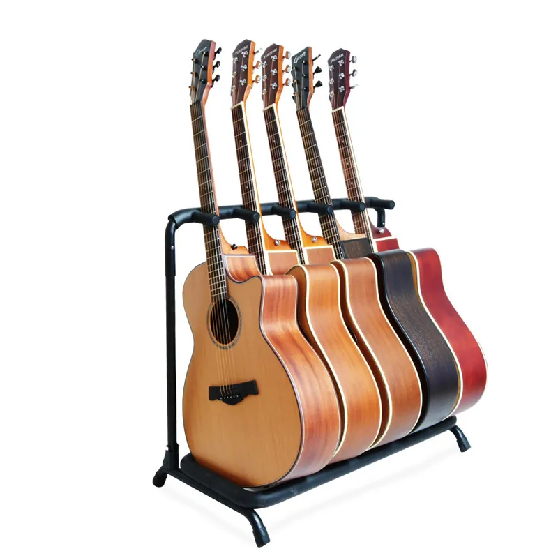 Guitar Stand med god kvalitet 5 Holder Guitar Folding Stand Rack Stage Bass Acoustic Guitar4172782