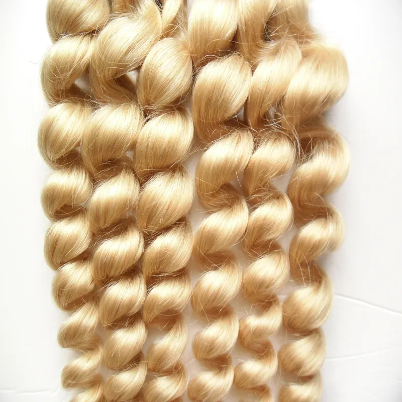 Cheveux humains blonds tisser 613 Bleach blonde brésilienne lâche vague cheveux humains vierges tisser / double qualité de trame, sans rejet, sans enchevêtrement