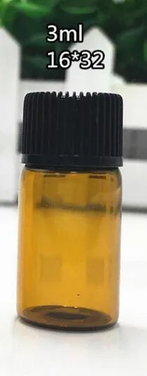 1ml Amber Cam Uçucu Yağ Şişesi parfüm örnek tüpleri Şişe Tak ve kapaklar ile