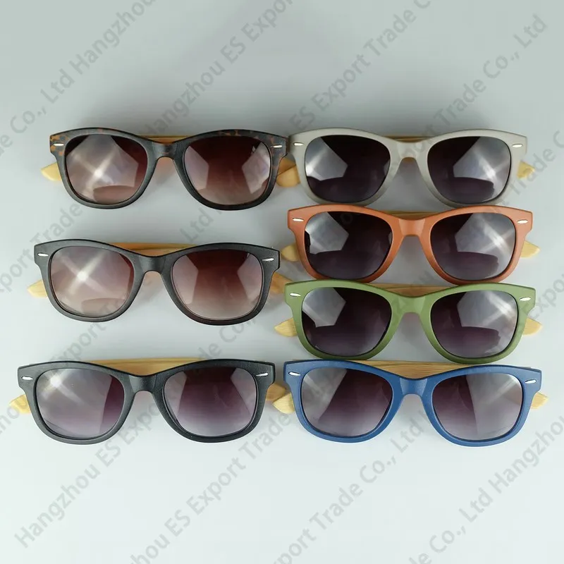 로고 새겨진 나무 선글라스 디자이너 자연 대나무 선글라스 안경 안경 손으로 만든 나무 사원 플라스틱 프레임 8 색