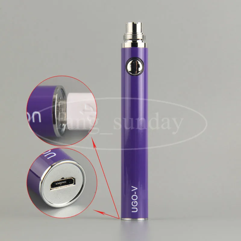 UGO V T 650 900 1100 мАч EVOD EGO 510 Аккумуляторы с резьбой Micro USB Сквозная нижняя зарядка с кабелем Электронные сигареты Бак-распылитель для сигарет