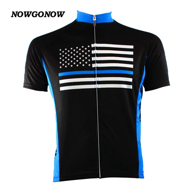 Grossist anpassade män cykling jersey United States flagga klassiska retro kläder cykel slitage mtb road maillot ropa ciclismo nowgivouw svartblå