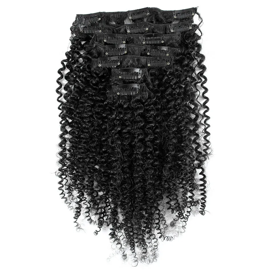 new style brazilian Human Hair clip in human hair extensions unprocessed natural blackr clip in kinky curly hair extensi2446277