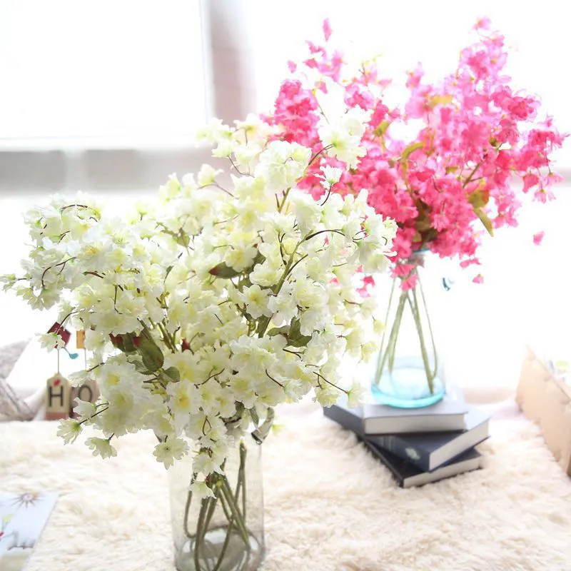 Venta al por mayor de flores de cerezo chinas, flores rosas para decoración del hogar y de la boda, flores artificiales de simulación falsa