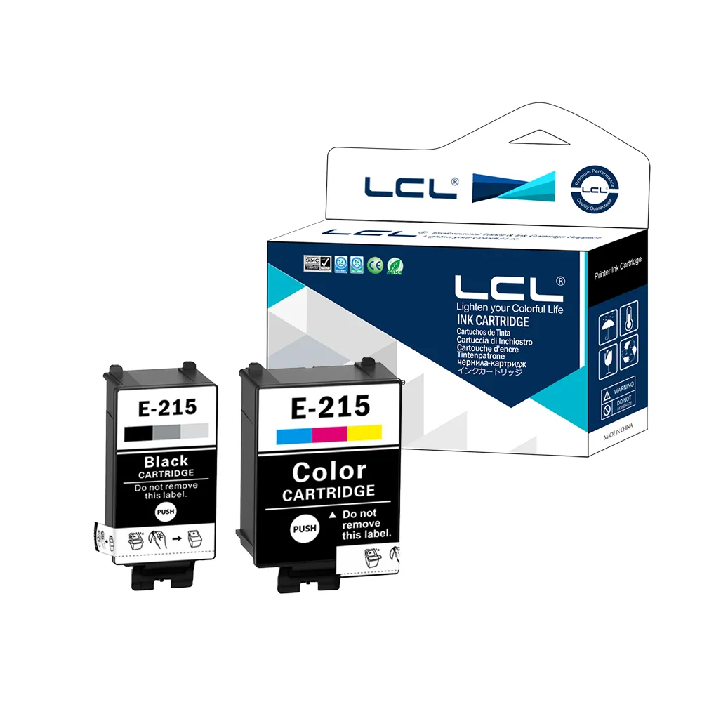 Cartucho de tinta LCL T215 (paquete de 2 negros tricolor) compatible con Epson WorkForce WF-100