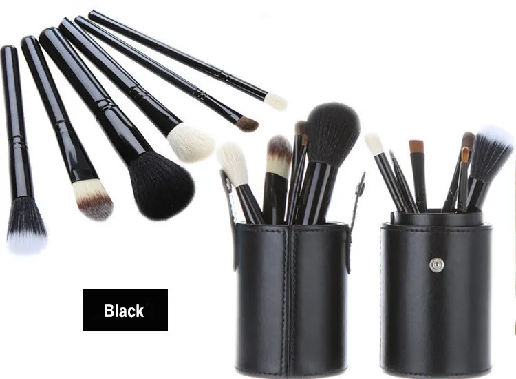 12 stks Groothandel Nake Eyes Makeup Brush Set met PU Cup Cosmetische Blush / Eyes / Face Brush Set DHL Gratis verzending