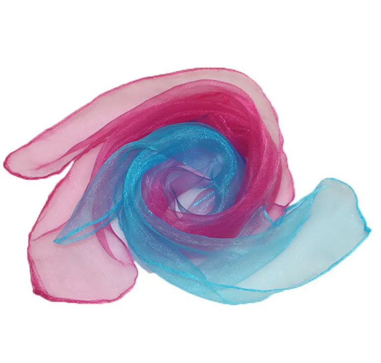 Горячая постепенная смена маленького шелкового шарфа детская Шаль пляжная одежда маленький квадрат для танцев шелковый шарф подарки для детей IB474