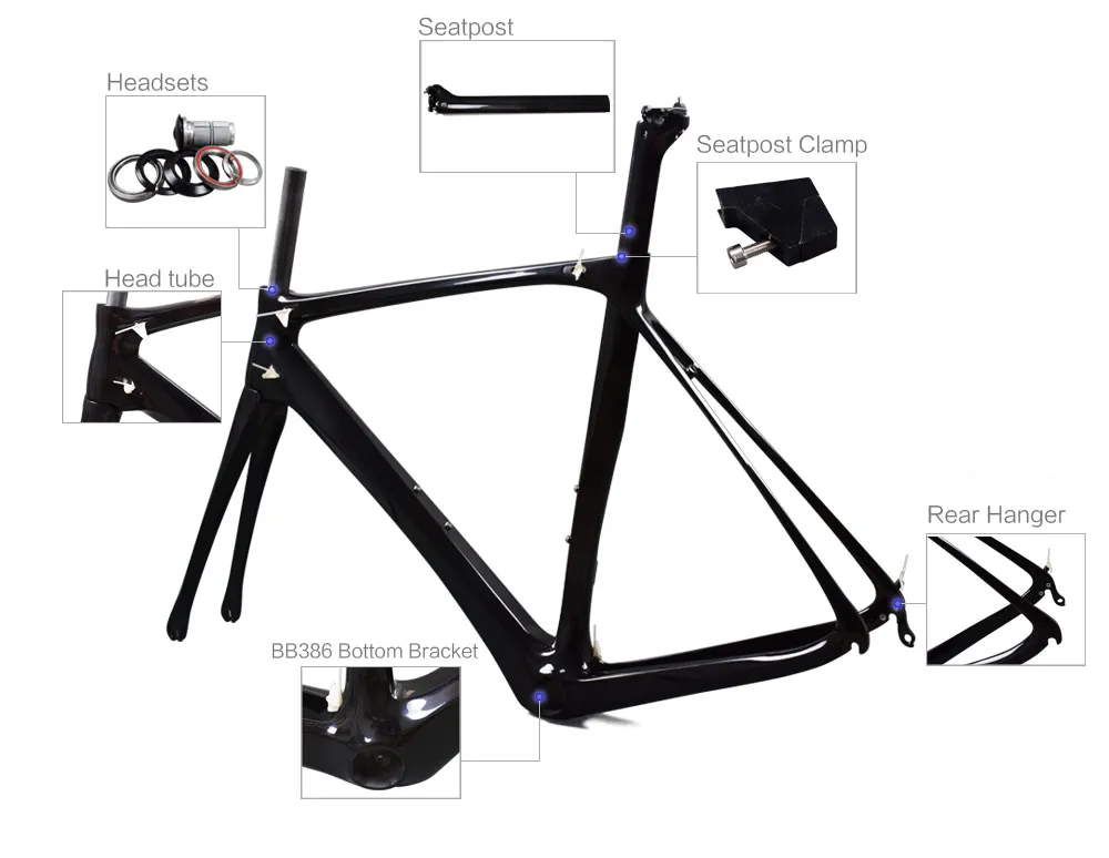 Airwolf Carbon Road Frame 2017 BB386 Frame Road Carbon China 700c UD Black Carbon Bike Frames