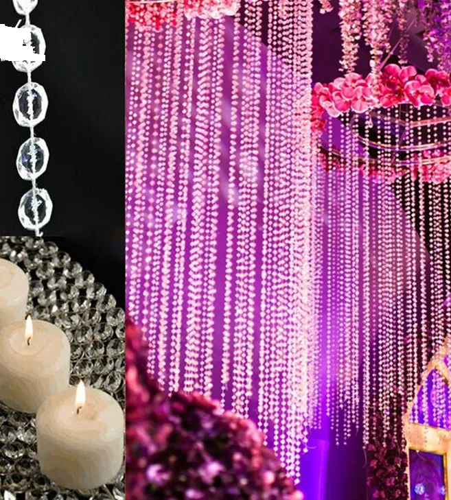 Acrylic Crystal Beads Chain Hanging Beaded Curtain Garland Flowers Chandelier Decor Wedding Birthday Party XMAS decorations Festive supplies