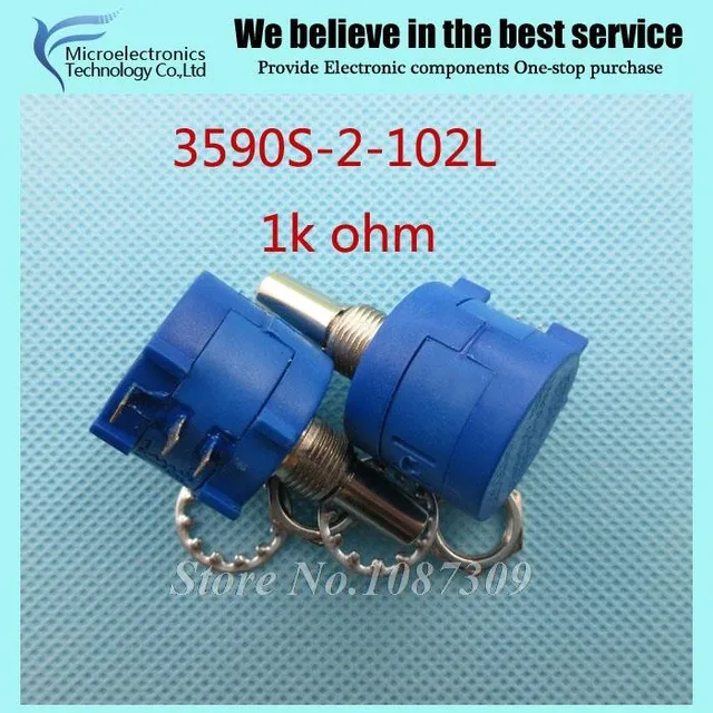 Groothandel- 10pcs / lot 3590S-2-102L 3590S 1K Ohm Precisie Multiturn Potentiometer 10 Ring Verstelbare Weerstand