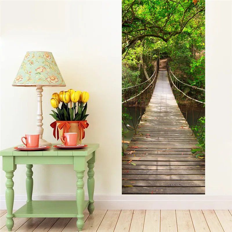 77 * 200 cm creative 3D suspensão ponte adesivos de parede DIY mural quarto vinil porta Removível poster home decor