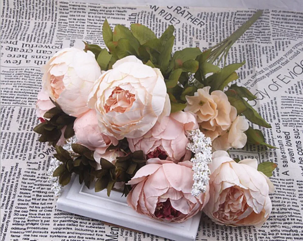 Tipo-2 5 bouquet artificiale Peonia fatta a mano di fiore in stile rurale Gamme la casa da sposa Decorazione di bouquet