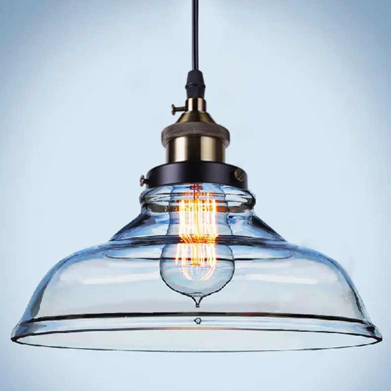 Vintage Cam Kolye Işıkları Hanglamp Işık Fikstür Retro Endüstriyel Sarkıt Loft Lamparas Colgantes 110 v 220 v E27 Ampul