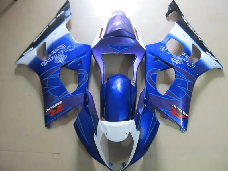 طقم أدوات هدية لسوزوكي GSXR1000 03 04 أزرق أبيض أسود دراجة نارية fairings مجموعة GSXR1000 2003 2004 OT01