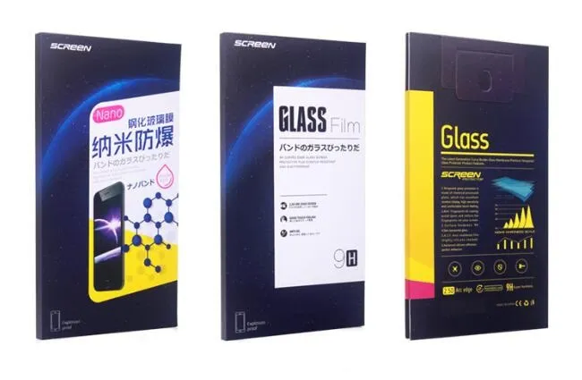 Étiquette de boîte en papier kraft pour surface incurvée 3D couverture complète Boîtes d'emballage de paquet de boîte de détail pour iphone 7 Plus Samsung S8 Plus OEM