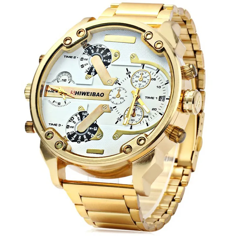 Gouden nieuwe klok gouden mode mannen horloge rvs quartz horloges polshorloge groothandel shiweibao luxe herenhorloge drop shipping