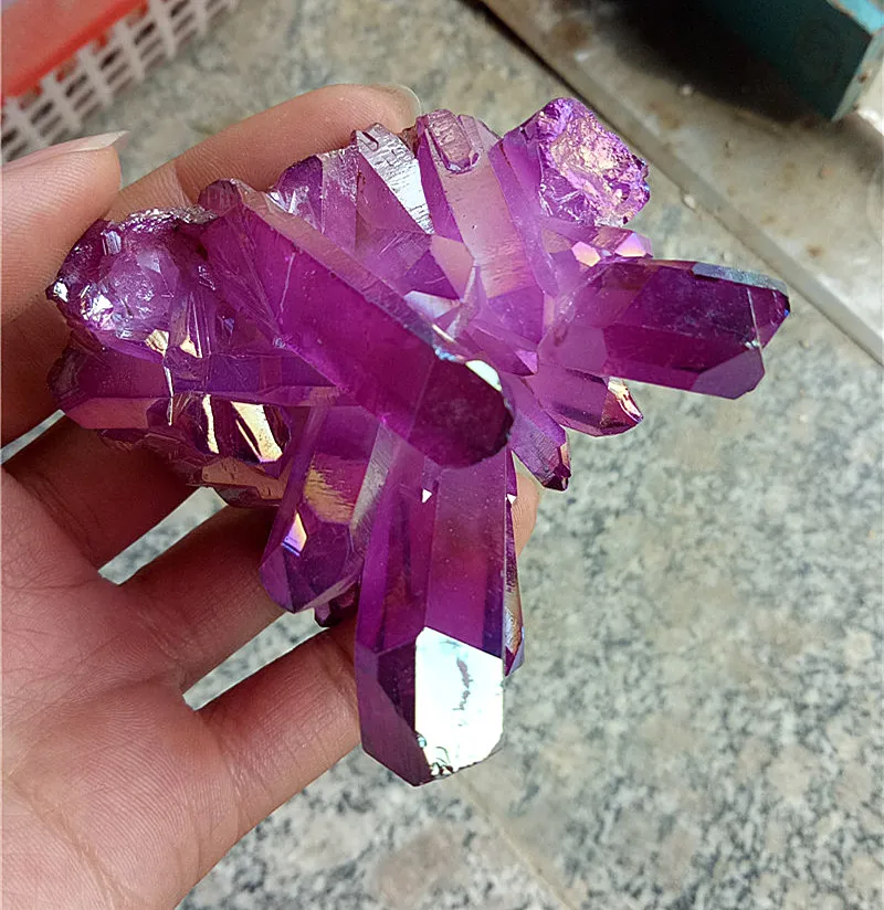 120 G Cluster Crystal Cluster Purple Aura Angel Quartz Cluster Cluster Reiki Crystals de guérison 9655041