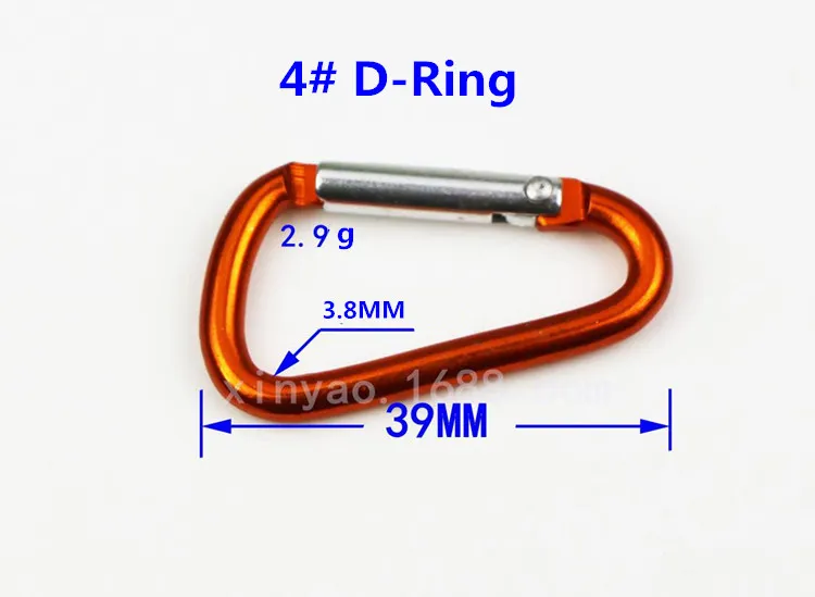 7 kleur # 4 # 5 b / d-ring carabiner ring sleutelhangers sleutelhanger kamp snap clip haak sleutelhangers wandelen aluminium metalen roestvrijstalen wandelkamperen