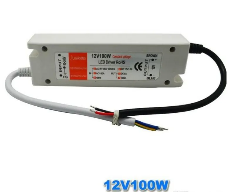 LED Strömförsörjning 12V 100W LED-drivrutins nätadapter Switching 220V till DC 12V Lighting Transformers för LED-bandbelysningar MyY