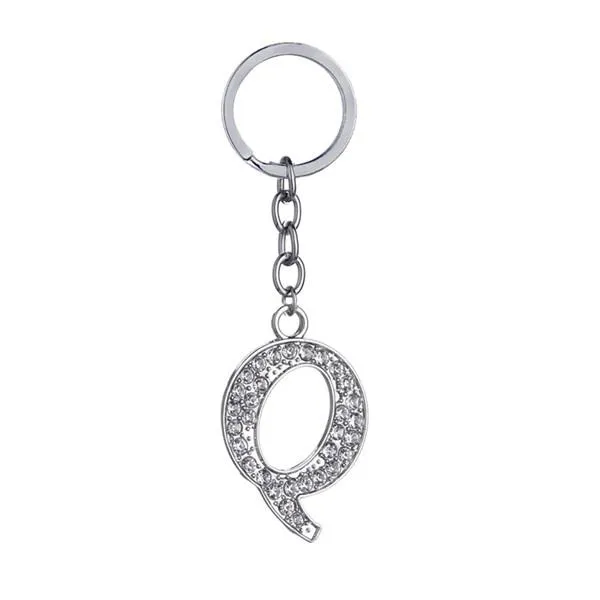 Kristal Rhinestone A-Z İngilizce Harfler Metal Anahtarlık Anahtarlık Araç Anahtarlık Çanta Kolye Charms En İyi Hediye