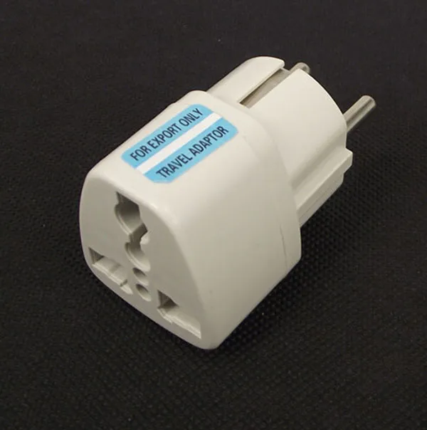 Högkvalitativ vit universal 2 -stift UK US AU till EU Euro Frankrike Tyskland Traveladapter AC Power Plug Convert European1634210