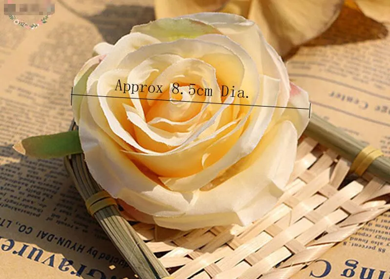 DIY Rose Artificial Flower Heads Bride Bouquet Silk Flower Wedding Arch Flower Arrangement Accessories 8.5cm 100 stG629