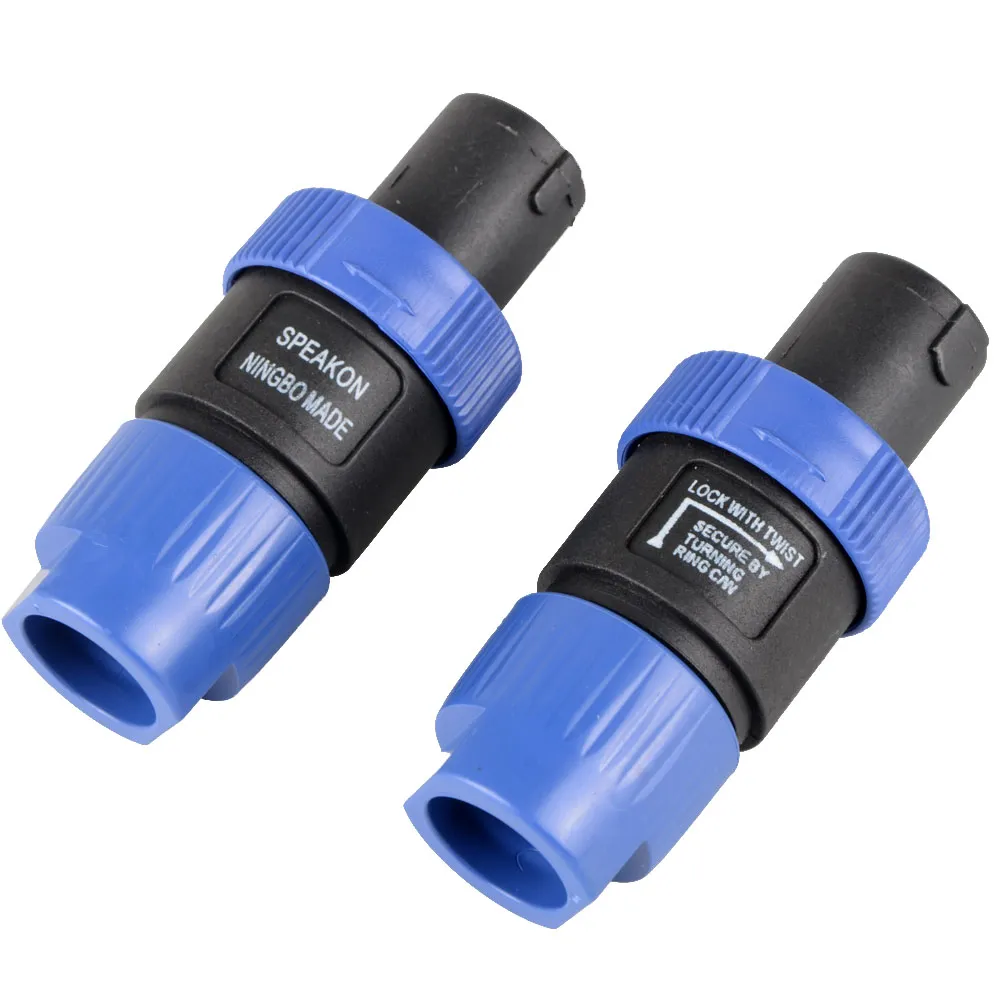 2 peças Speakon NL4FC azul plugue macho de 4 pinos conector de cabo de áudio compatível G00344