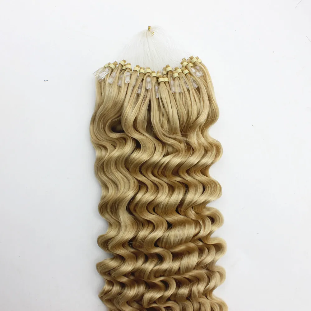 Brazilian Virgin Remy Hair 22 Blonde Deep Wave 100 strandslot Micro Bead Loop Ring Hair Extensions 1gs5312954