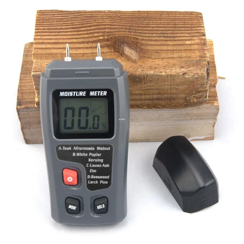 Freeshipping 5pcs /ロットEMT01 0-99.9％2件のピンデジタル木材水分メートル湿度テスター木材湿潤検知器0.5％正確な水分計