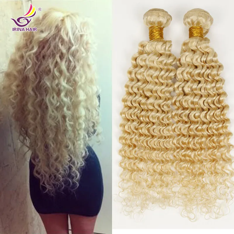 Irina beauty hair deep wave style virgin brazilian 613 hair extensions blonde deep curly honey lightest blonde hair bundles