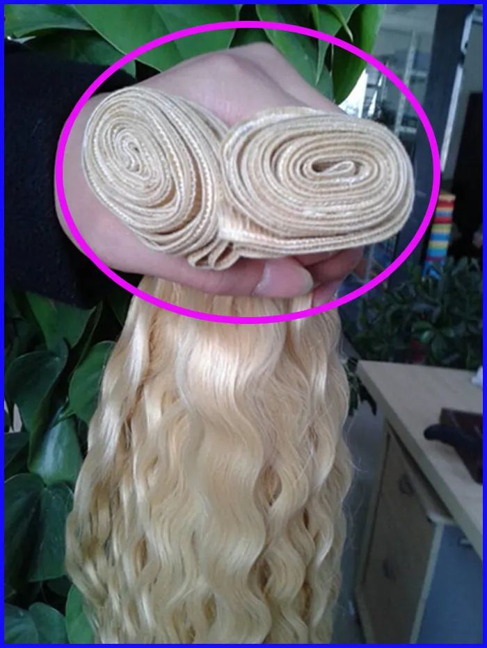 #613 Bleach Blonde curly human hair brazilian hair kinky curly virgin brazilian wave hair weaves,Double drawn,No shedding,ta