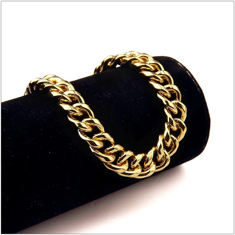 Hot Chain & Link Bracelet 1.1cm Width Gold Wristband Fashion Men Hip Hop Jewelry Chains Bangle Women Men Jewelry