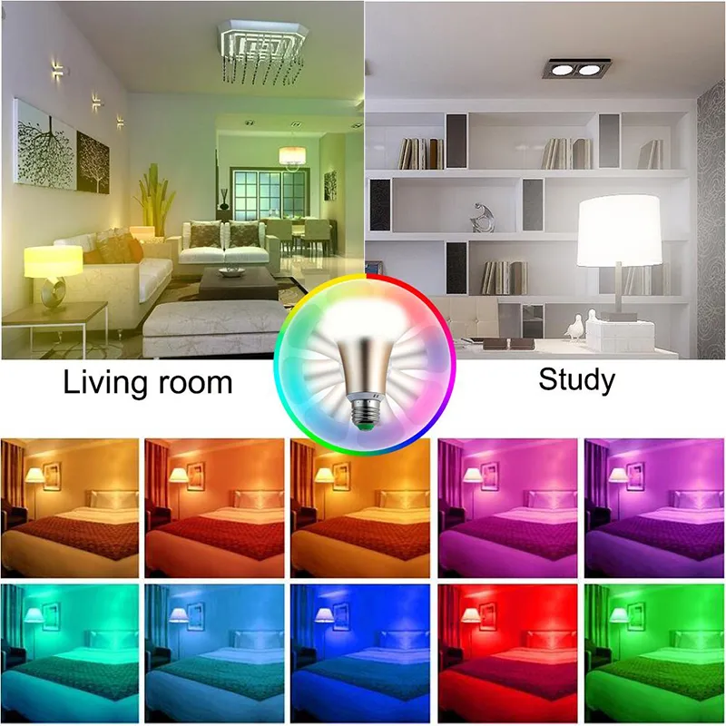 LED Bulbs 10W Dimmable RGBW light E26 E27 A19 base 2-in-1 Timing Setting 800 lumens Atmosphere bulb with Remote Control