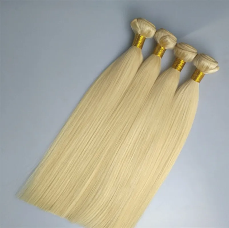 ELIBESS Hair - 613 fasci di capelli umani vergini biondi 50 g / pezzo 4 fasci di capelli umani a onda dritta