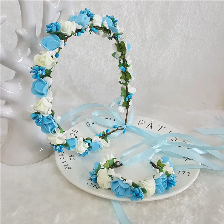 Flower Hand Band Zomer Bandbloemen Haarband Boheemse jurk Bruidsmeisje Krans Leid de rol Haarband Handkleding Wedding 5970997