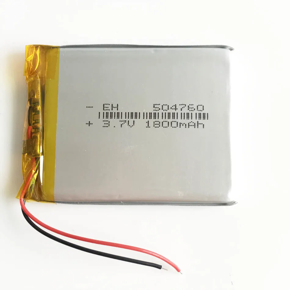 Modell 504760 3.7V 1800MAH Lipo Uppladdningsbart batteri Litium Li-Polymerceller CUSOMIZE för DVD-pad Mobiltelefon GPS-kraftkamera E-böcker