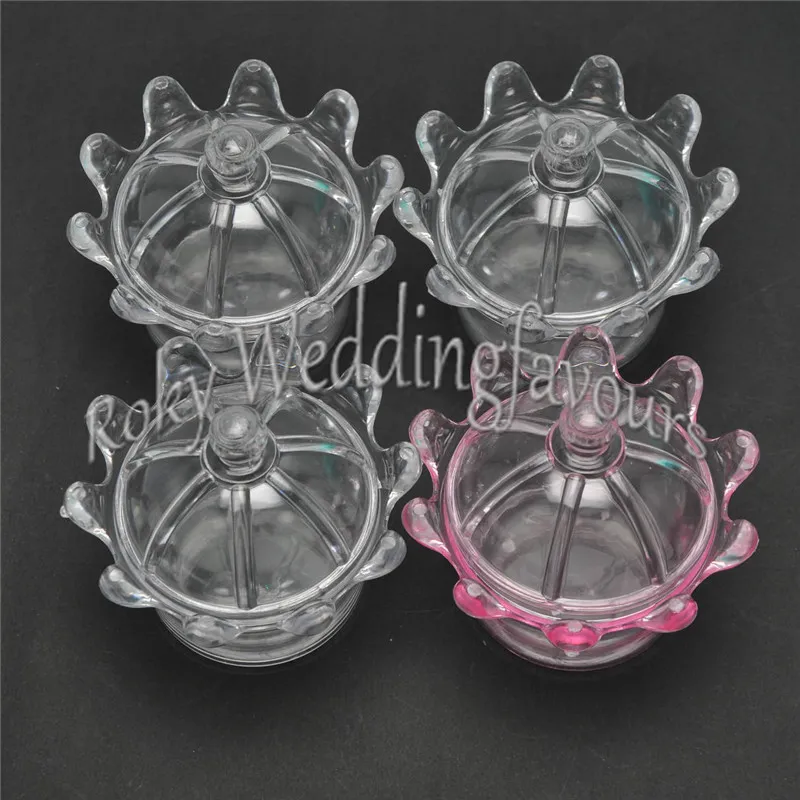 Gratis frakt 50pcs Creative Transparent Clear Crown Candy Box Baby Shower Plastic Candy Holder Kids Party Favors och Födelsedaggåvor