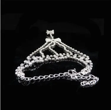 Gioielli da sposa Braccialetti con anelli da dito da sposa Cravatta con strass Bracciale da sposa con imbracatura Bracciali con catena alla schiava Braccialetti con mani da sposa